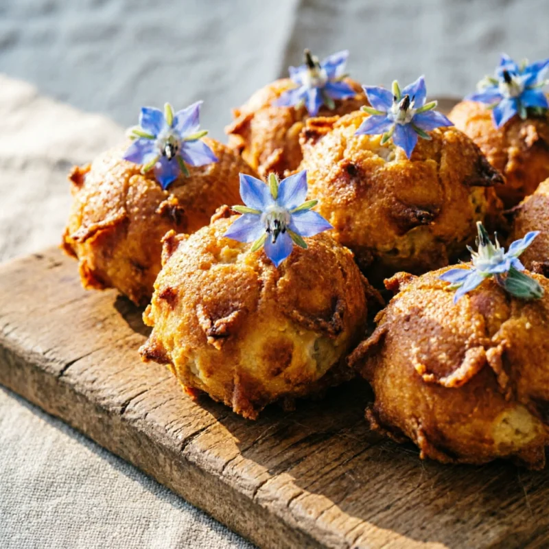 Buñuelos Dorados de Choclo y Ají Amarillo con Toque Peruano