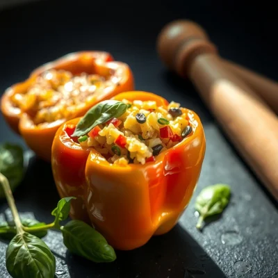 Pimientos Rellenos con Albahaca y Piñones