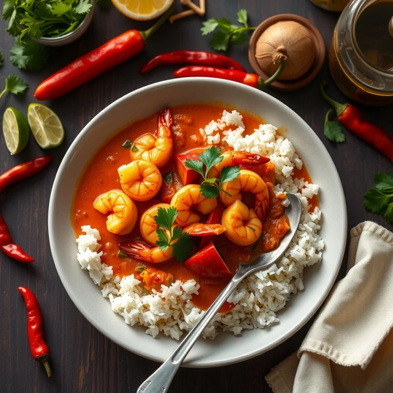 Curry Rojo Tailandés de Camarones