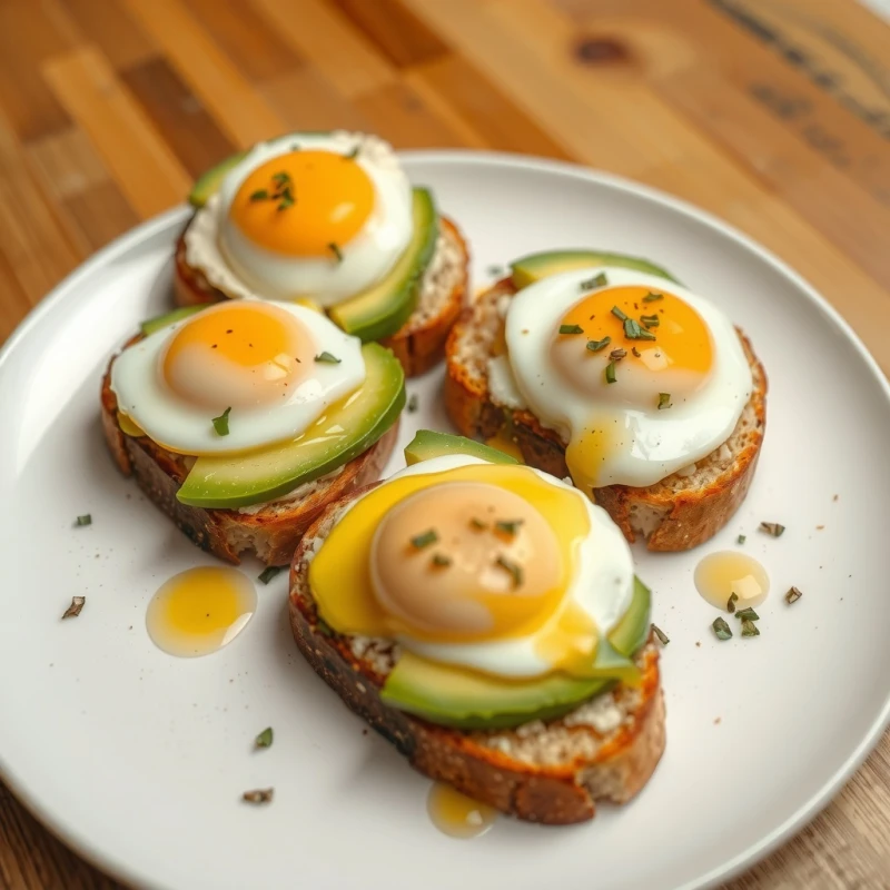 Huevos Pochados sobre Tostada de Aguacate y Chile
