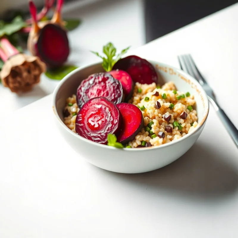 Perlas de Remolacha y Quinoa Con Vinagreta Verde