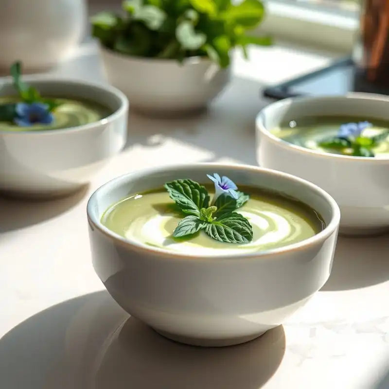Jardín Nocturno: Sopa Fría de Pepino y Albahaca