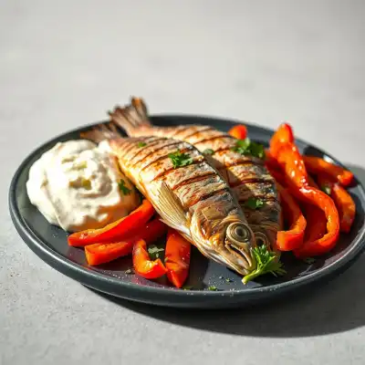 Dorada a la Brasa con Pimientos Asados y Alioli