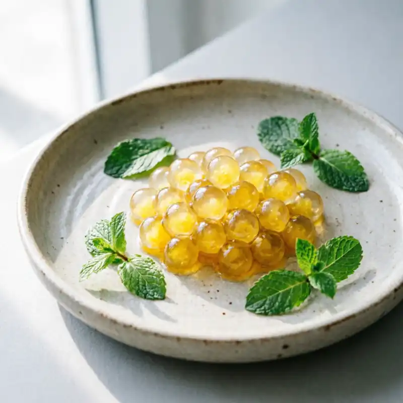 Perlas de Ají Amarillo y Menta Fresca
