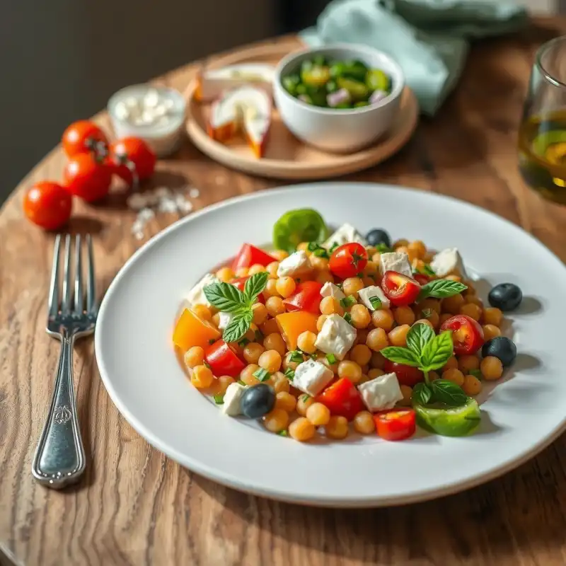 Ensalada Mediterránea Rápida con Garbanzos
