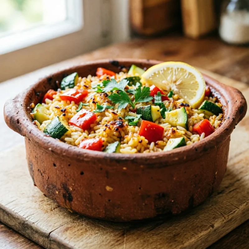 Arroz al Horno Mediterráneo con Toque Cítrico