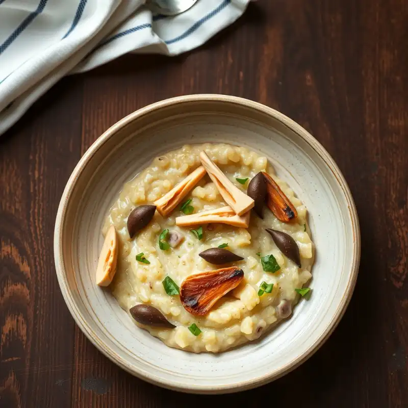 Risotto Cremoso de Hongos Silvestres y Espárragos