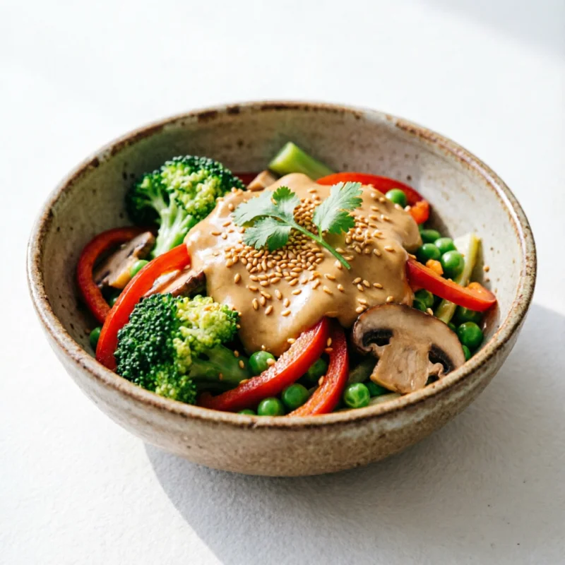 Salteado de Verduras 'Desperdicio Cero' con Salsa de Cacahuete