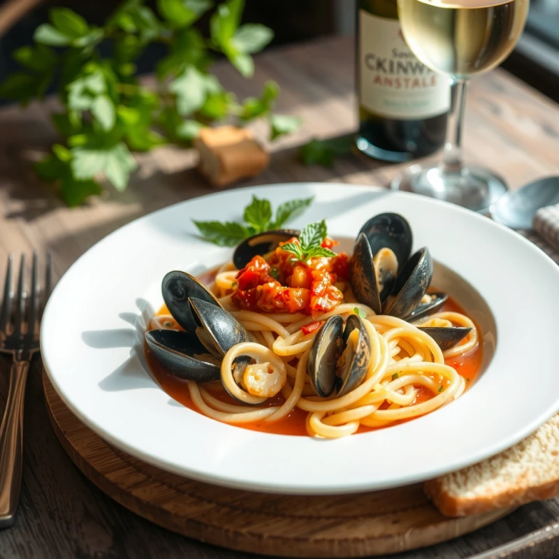 Linguine con Salsa Cremosa de Limón y Mejillones