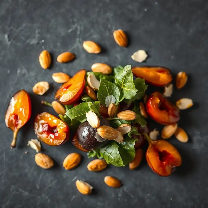 Ensalada De Ciruelas Caramelizadas Y Café Tostado