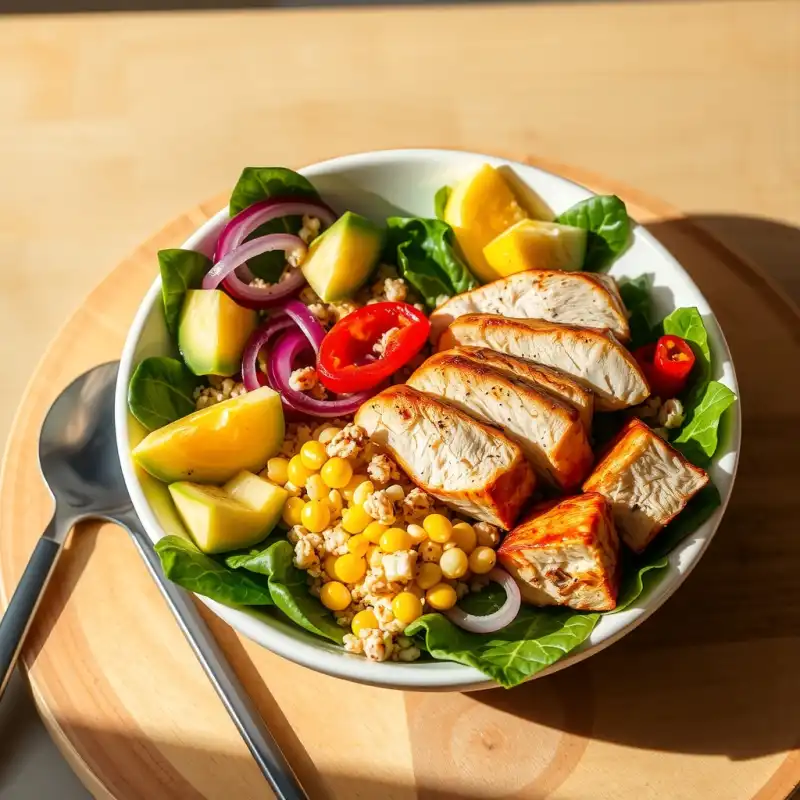 Ensalada Arcoíris con Pollo y Vinagreta Cítrica