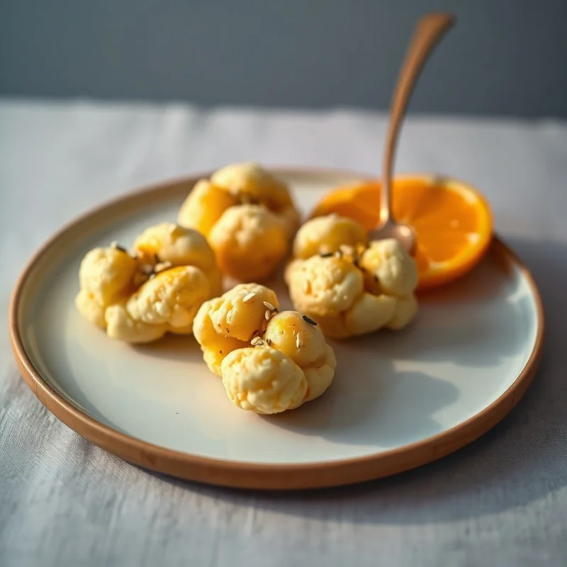 Bolitas de Coliflor al Vapor con Jengibre y Mandarina