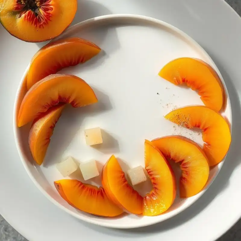 Esencia de Verano: Carpaccio de Melocotón y Café con Gel de Menta