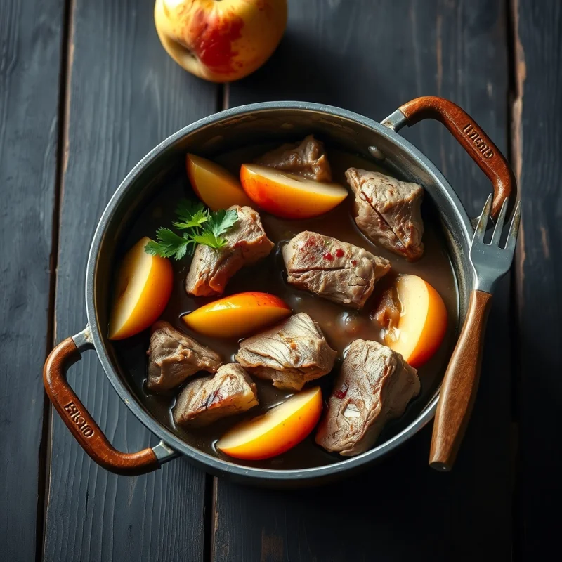 Guiso Rústico de Cerdo con Manzana y Mostaza