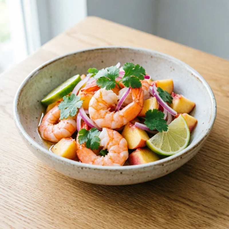 Ceviche de Durazno y Camarones con Ají Amarillo