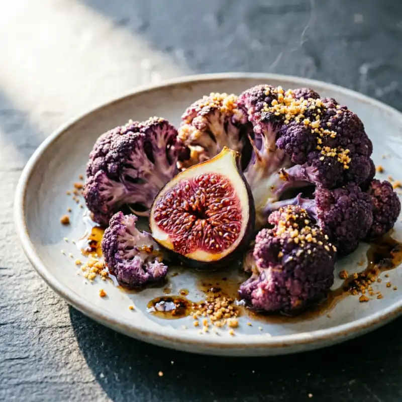 Coliflor Curada a la Plancha con Higo Fresco
