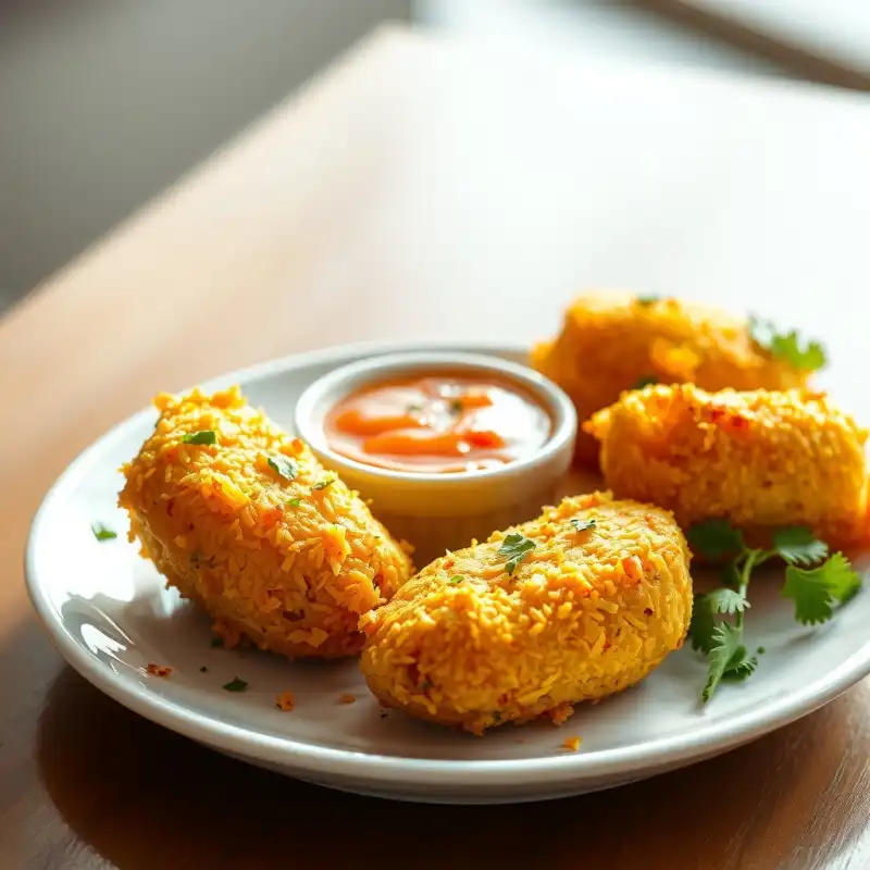 Bolitas de Maíz Crocante con Salsa de Ají Amarillo