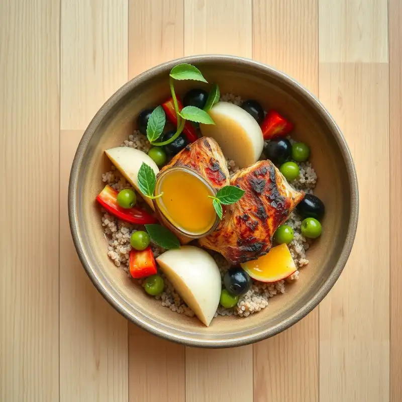 Pollo Mediterráneo con Quinoa y Vegetales de Temporada