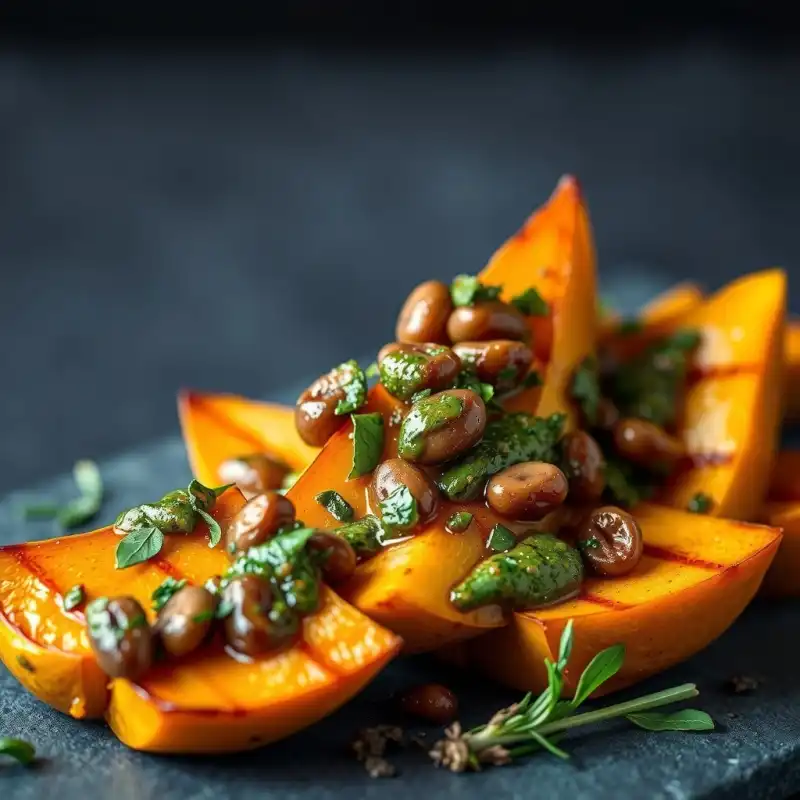 Calabaza Asada con Chimichurri de Castañas