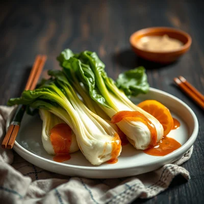 Bok Choy Pochado con Miso y Mandarina