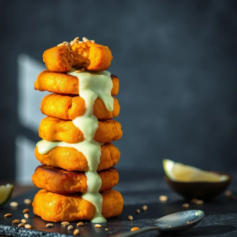 Buñuelos de Batata y Cúrcuma con Glaseado de Lima
