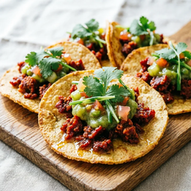 Tostadas De Maíz Con Chorizo Y Tomatillo