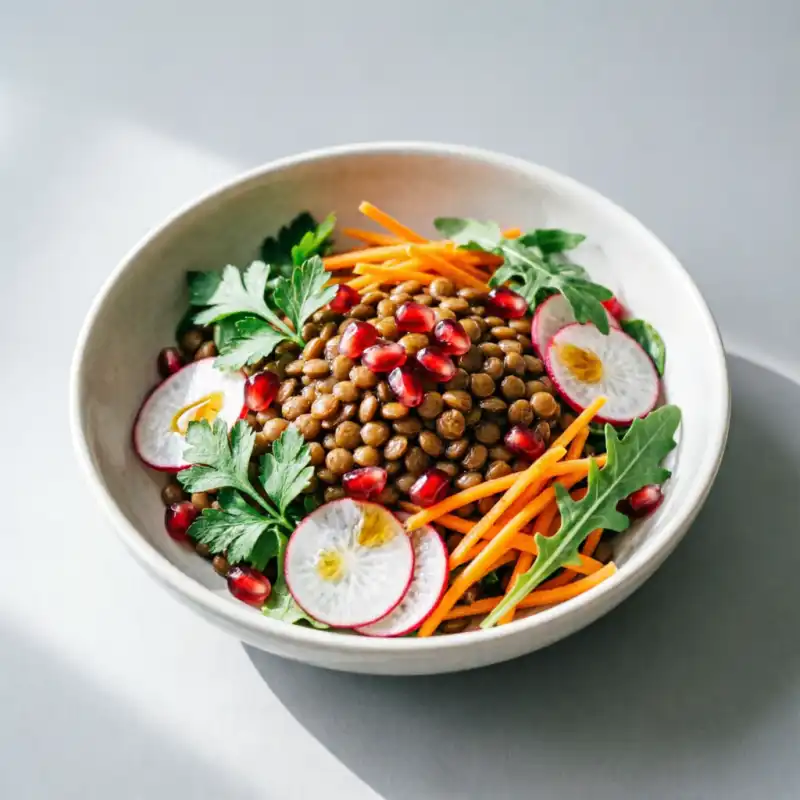 Ensalada Vibrante de Lentejas y Vegetales Crujientes